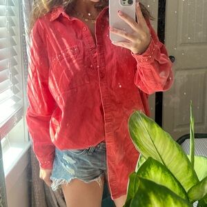 melon colored vintage corduroy oversized button down